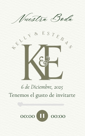 Kelly and Esteban digital wedding invitation on a phone screen